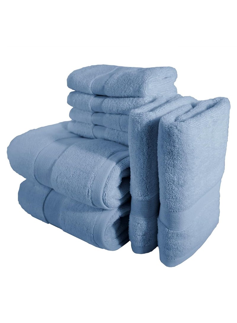 Cool Baby 8-Piece Luxury Bath Towel Set,  Premium Towels for Bathroom, Highly Absorbent and Quick Dry Bath Towels, Extra Soft Towel Set, Blue Fog - Image 2