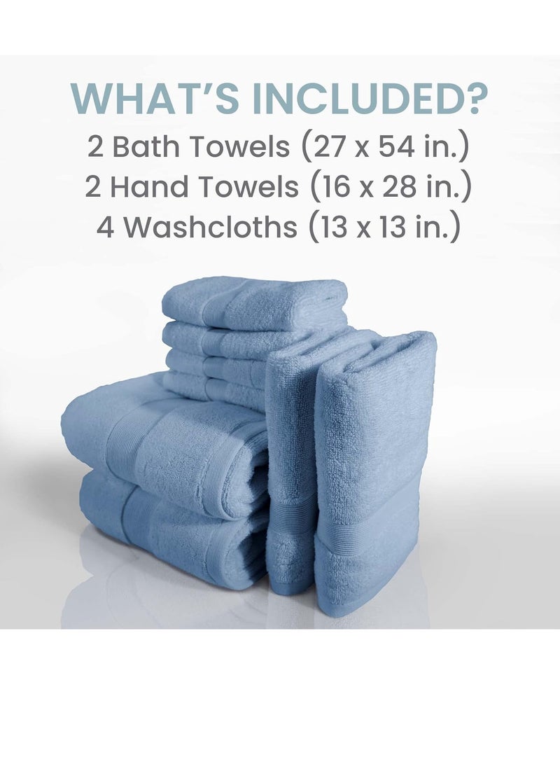 Cool Baby 8-Piece Luxury Bath Towel Set,  Premium Towels for Bathroom, Highly Absorbent and Quick Dry Bath Towels, Extra Soft Towel Set, Blue Fog - Image 1