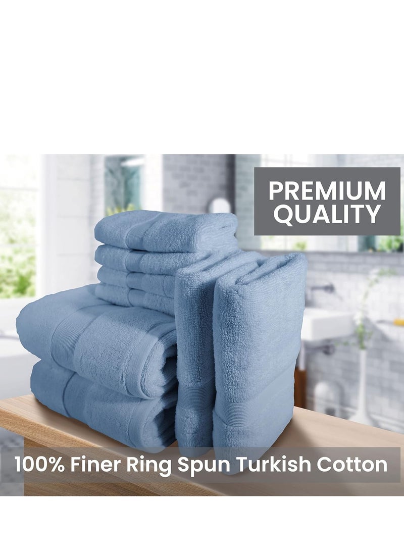 Cool Baby 8-Piece Luxury Bath Towel Set,  Premium Towels for Bathroom, Highly Absorbent and Quick Dry Bath Towels, Extra Soft Towel Set, Blue Fog - Image 4