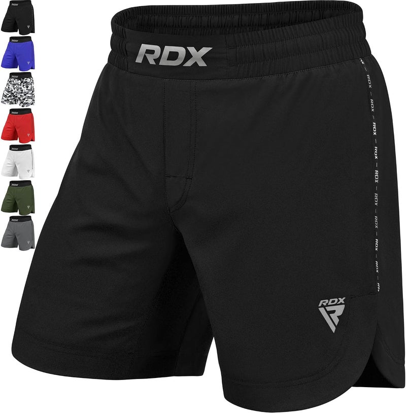 RDX MMA Training Shorts for Kickboxing, Muay Thai, and Combat Sports - Black -M |Black/Black (MSS-T15B-M) - Image 1