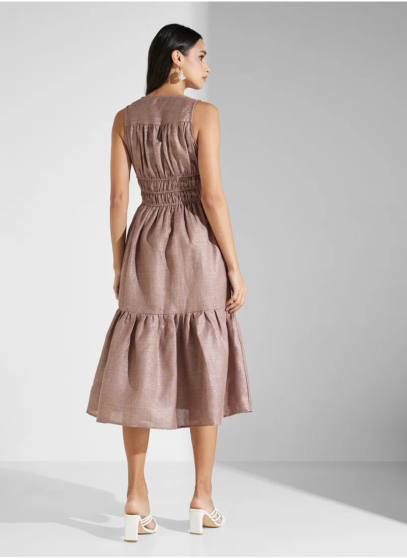 جولدن ابل LINEN SHIMMER MIDI DRESS