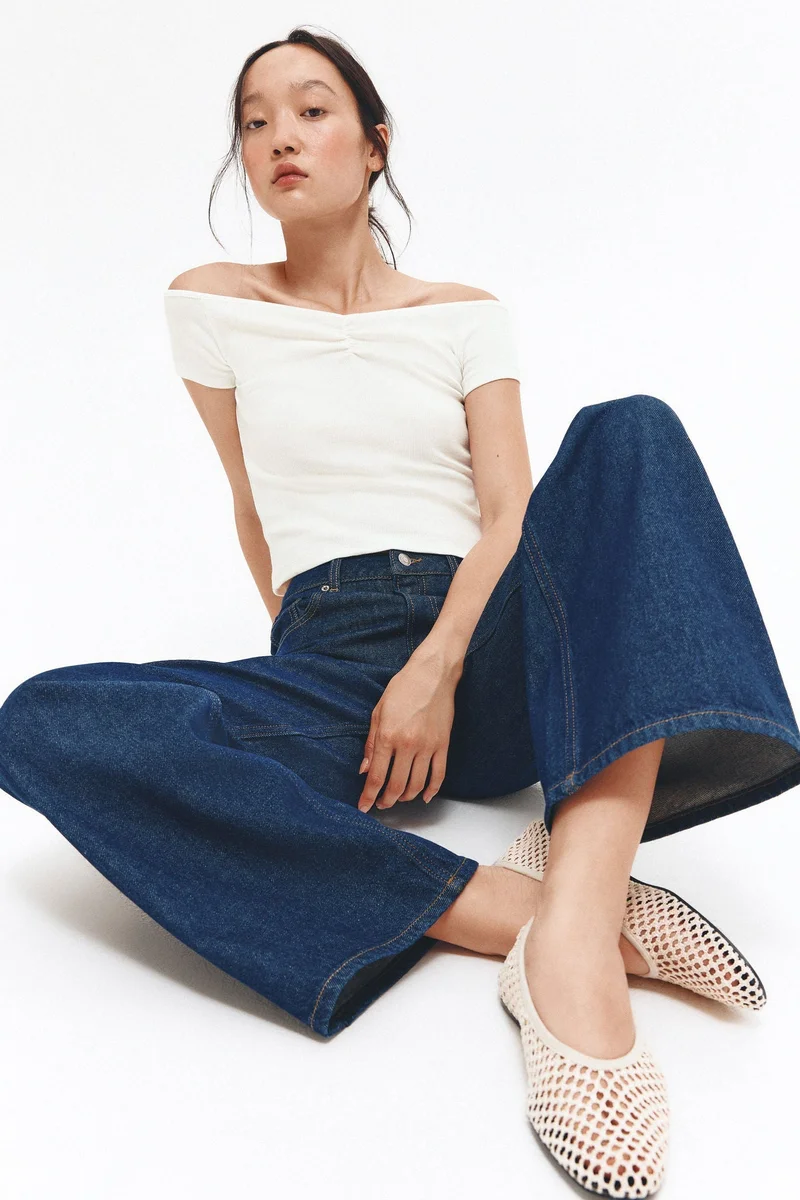 H&M Ribbed boat-neck top