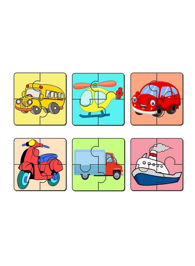 Artvibes Vehicle Wooden Jigsaw Puzzle Games for Children & Kids | Jigsaw Puzzles for Kids Age 2-5 | 4 Pieces Puzzles | Toddler's Wooden Puzzle (PZ_504N), Set of 6 - Image 1