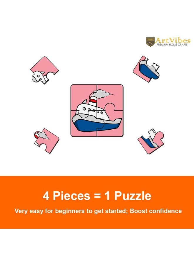 Artvibes Vehicle Wooden Jigsaw Puzzle Games for Children & Kids | Jigsaw Puzzles for Kids Age 2-5 | 4 Pieces Puzzles | Toddler's Wooden Puzzle (PZ_504N), Set of 6 - Image 2