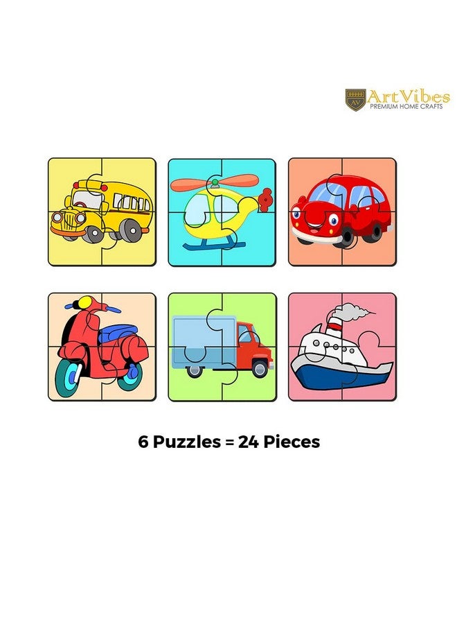 Artvibes Vehicle Wooden Jigsaw Puzzle Games for Children & Kids | Jigsaw Puzzles for Kids Age 2-5 | 4 Pieces Puzzles | Toddler's Wooden Puzzle (PZ_504N), Set of 6 - Image 4
