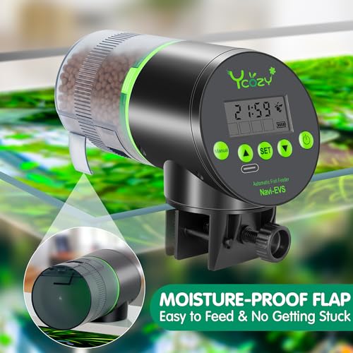 Ycozy Automatic Fish Feeder Rechargeable with Type-C Cable Fish Feeder Automatic Dispenser for Vacation Small Tank/Betta/Turtle Upgraded Moisture-Proof Container - Image 5