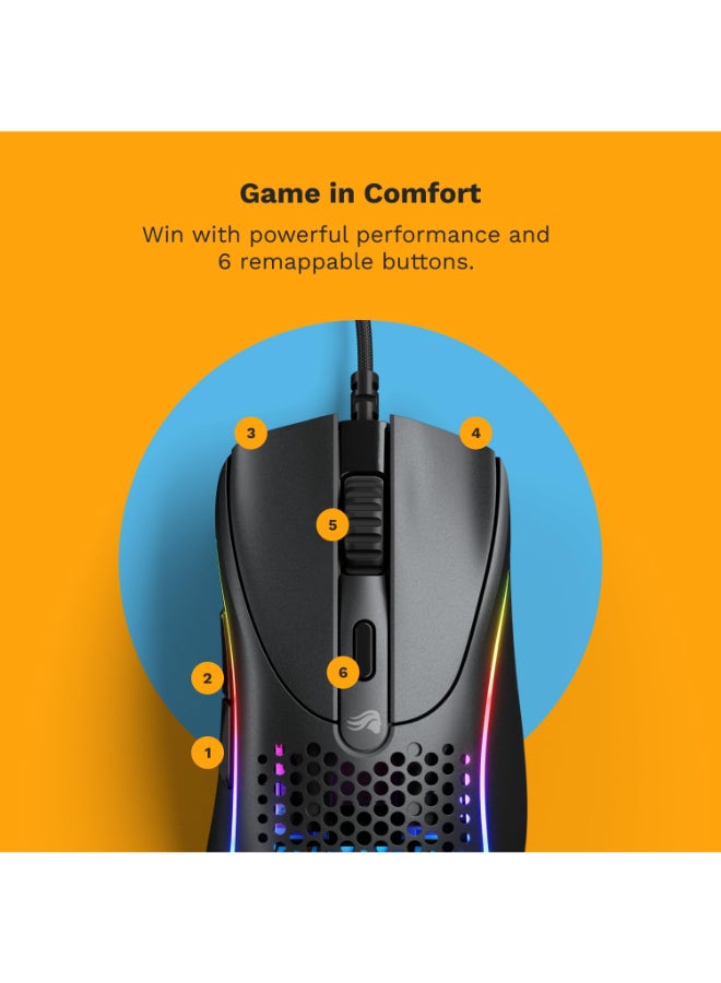 Glorious Model D 2 Wired Optical Rgb Gaming Mouse With 6 Programmable Buttons, 80 Million Clicks, FPS, MMO, MOBA, Backlit Gaming Mice - Matte Black - Image 3