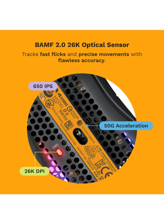 Glorious Model D 2 Wired Optical Rgb Gaming Mouse With 6 Programmable Buttons, 80 Million Clicks, FPS, MMO, MOBA, Backlit Gaming Mice - Matte Black - Image 5