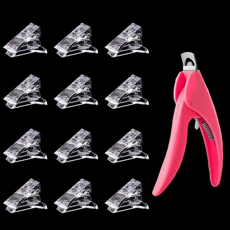 Benbeno 12Pcs Nail Tips Clip for Quick Building Polygel Nail Clips for Polygel Finger Nail Extension Manicure Nail Art Tool with 1Pcs False Nail Tip Trimmer - Image 1