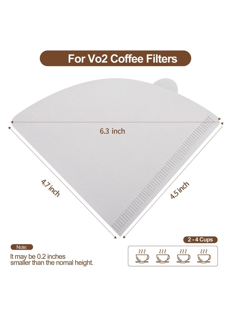 Coffee Filters, White Size#2,100 Counts 1-4Cups V02 Disposable Coffee Filter Paper Cone, Compatible with V60 For Pour Over Droppers and Drip Coffee Maker. (white) - Image 2