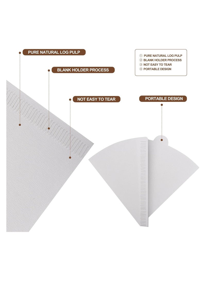 Coffee Filters, White Size#2,100 Counts 1-4Cups V02 Disposable Coffee Filter Paper Cone, Compatible with V60 For Pour Over Droppers and Drip Coffee Maker. (white) - Image 3