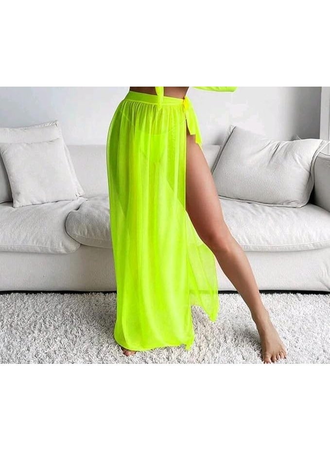 كاش مايوة من الشيفون/الدانتيل One Size لجميع المقاسات من XS الى 2XL متعدد الالوان والاشكال (اخضر نيون) - Image 1
