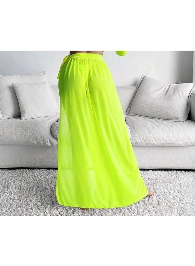 كاش مايوة من الشيفون/الدانتيل One Size لجميع المقاسات من XS الى 2XL متعدد الالوان والاشكال (اخضر نيون) - Image 2