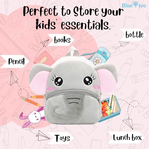 blue tree Cute Kids Backpack Toddler Bag Plush Animal Cartoon Mini Travel Bag for Baby Girl Boy 1-6 Years (BABY- ELEPHANT) - Image 3