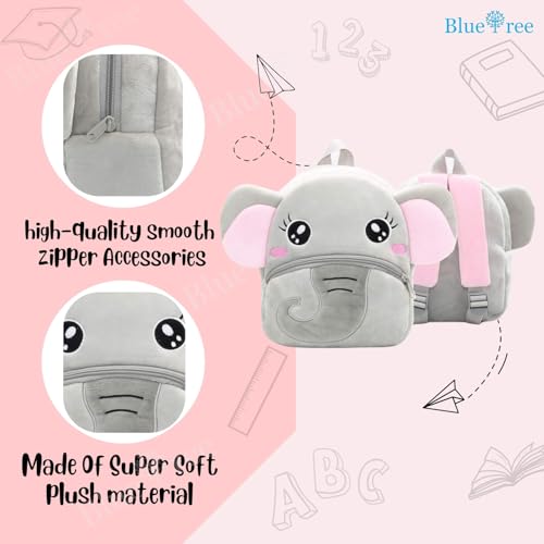 blue tree Cute Kids Backpack Toddler Bag Plush Animal Cartoon Mini Travel Bag for Baby Girl Boy 1-6 Years (BABY- ELEPHANT) - Image 4