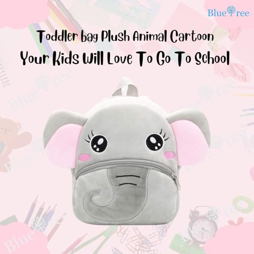blue tree Cute Kids Backpack Toddler Bag Plush Animal Cartoon Mini Travel Bag for Baby Girl Boy 1-6 Years (BABY- ELEPHANT) - Image 2
