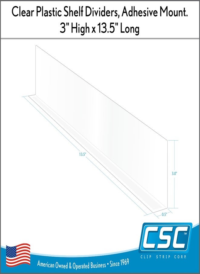 Clip Strip Shelf Dividers for Retail Stores - Clear Adhesive Mount 3" H x 13-9/16" L Corp., 20 mil Crystal Clear PVC, Retail Shelf Separator, Item SD-3014, Pack of 50 - Image 2