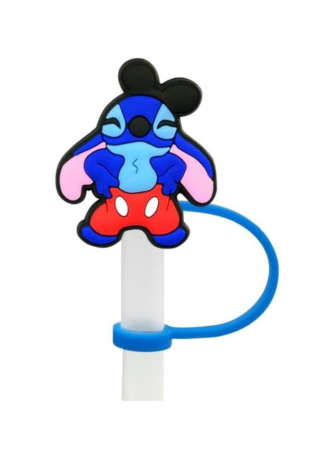 Generic - 8Pcs/Set Straw Covers Cap for Stanley Cup 30&40 Oz,Lilo & Stitch Silicone Straw Topper,with Handle 10mm 0.4in Dust-Proof Reusable Straw Tips Lids(Lilo & Stitch①) - Image 1