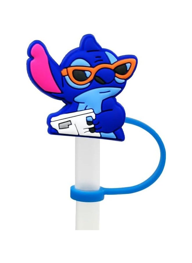 Generic - 8Pcs/Set Straw Covers Cap for Stanley Cup 30&40 Oz,Lilo & Stitch Silicone Straw Topper,with Handle 10mm 0.4in Dust-Proof Reusable Straw Tips Lids(Lilo & Stitch①) - Image 1