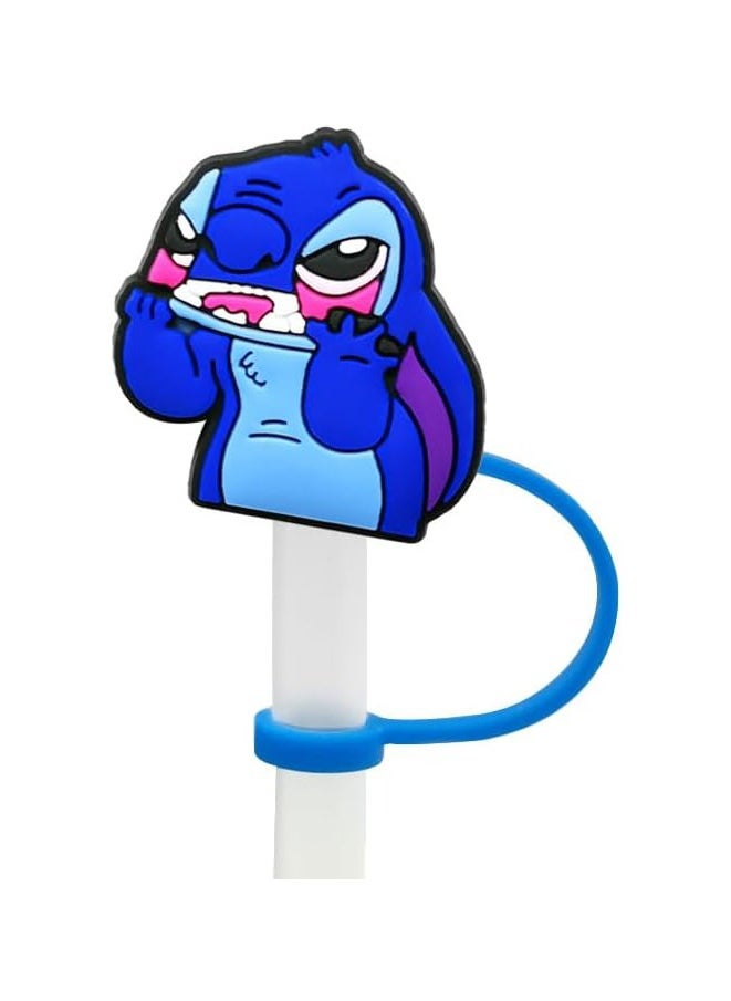Generic - 8Pcs/Set Straw Covers Cap for Stanley Cup 30&40 Oz,Lilo & Stitch Silicone Straw Topper,with Handle 10mm 0.4in Dust-Proof Reusable Straw Tips Lids(Lilo & Stitch①) - Image 1