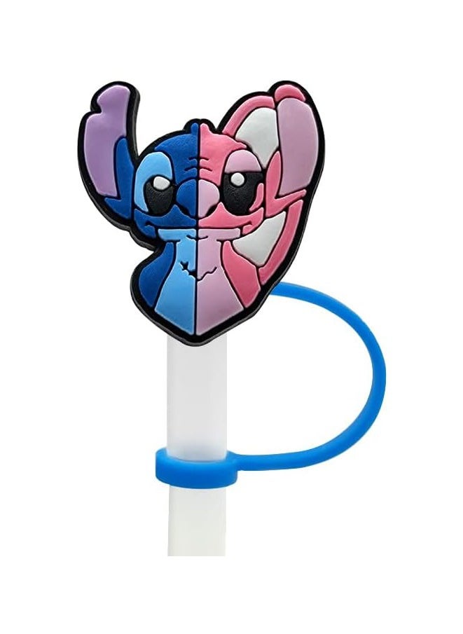 Generic - 8Pcs/Set Straw Covers Cap for Stanley Cup 30&40 Oz,Lilo & Stitch Silicone Straw Topper,with Handle 10mm 0.4in Dust-Proof Reusable Straw Tips Lids(Lilo & Stitch①) - Image 1