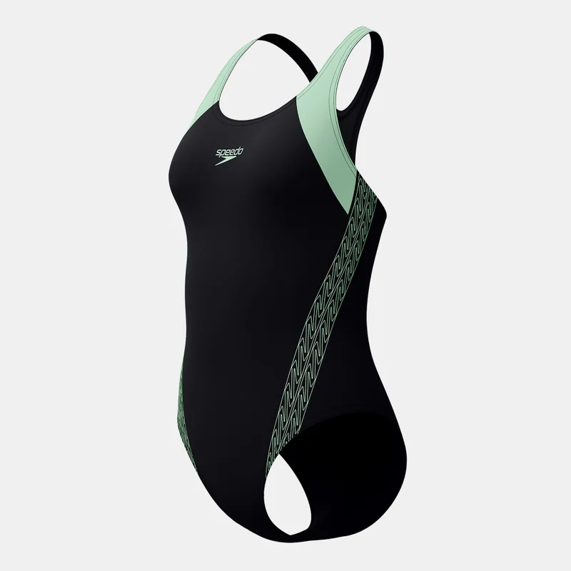 speedo Black Women's Placement Laneback Swimsuit for Women | Best Price UAE