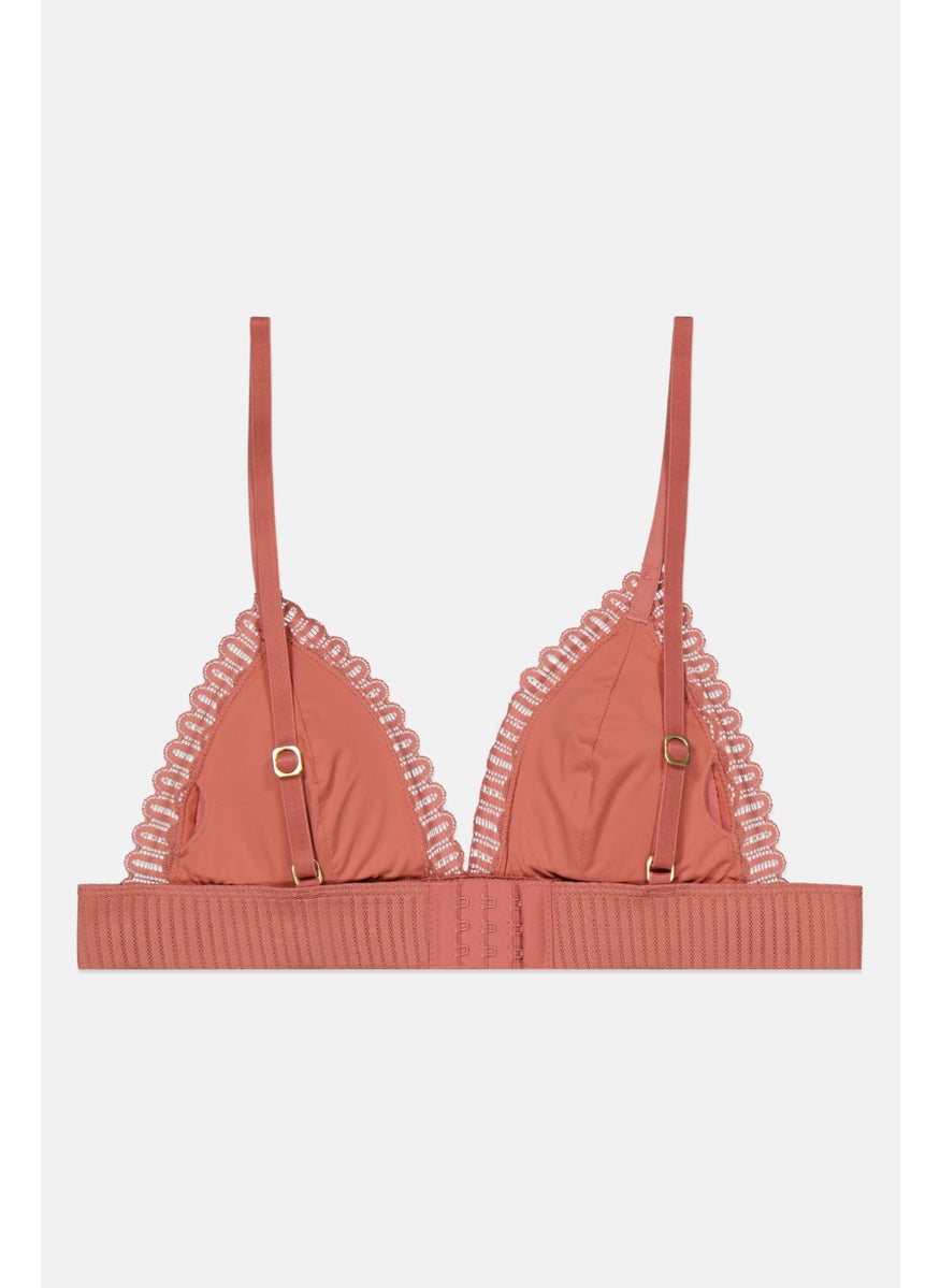 Etam Women Textured Padded Bra, Pale Red  - Image 2