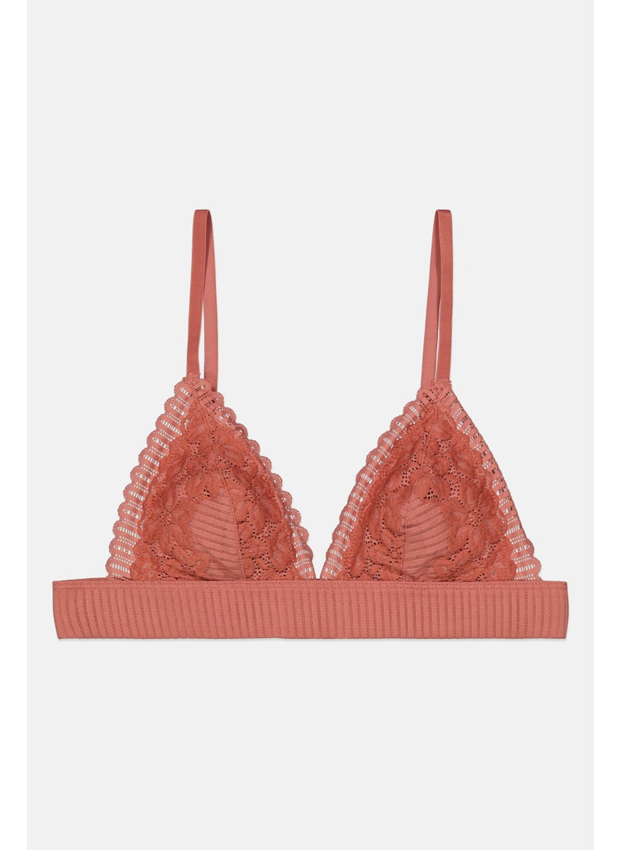 Etam Women Textured Padded Bra, Pale Red  - Image 1