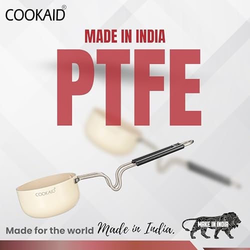 COOKAID Neo Glide Series Non Stick PTFE Tadka Pan 11 cm| Aluminium Body|ISI Certified | Cream - Image 5
