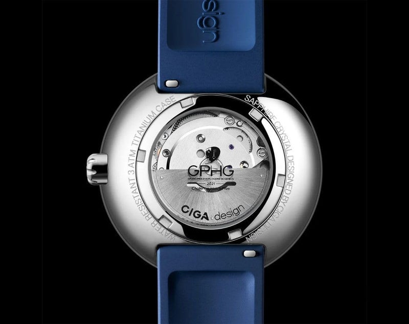 CIGA Design ساعة فاخرة للرجال من CIGA Design Blue Planet، علبة من الفولاذ المقاوم للصدأ، حركة أوتوماتيكية، سوار مطاطي، مقاومة للماء حتى 30M، قرص أزرق، ضمان لمدة 2 سنوات - U033-SU01-W6U - Image 2
