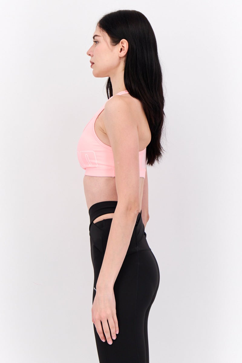 PUMA Women Brand Logo Padded Sport Bra, Pink - Image 2