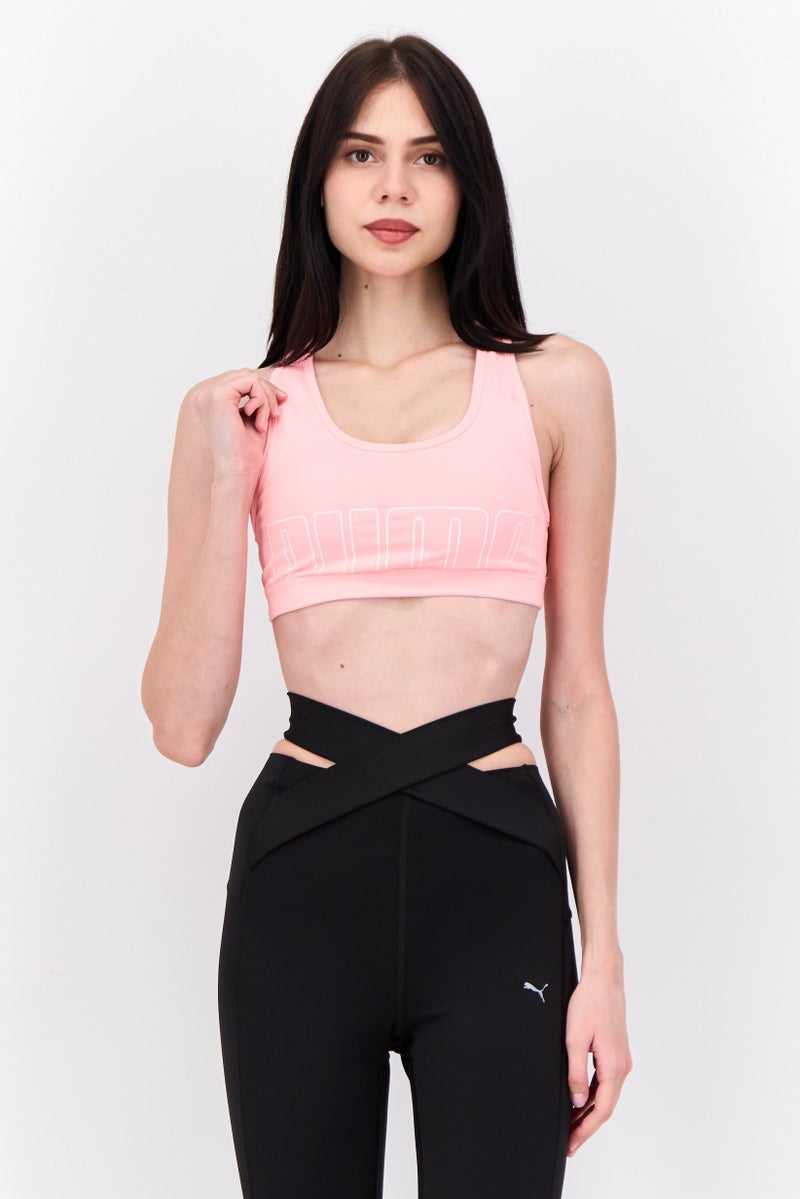 PUMA Women Brand Logo Padded Sport Bra, Pink - Image 1