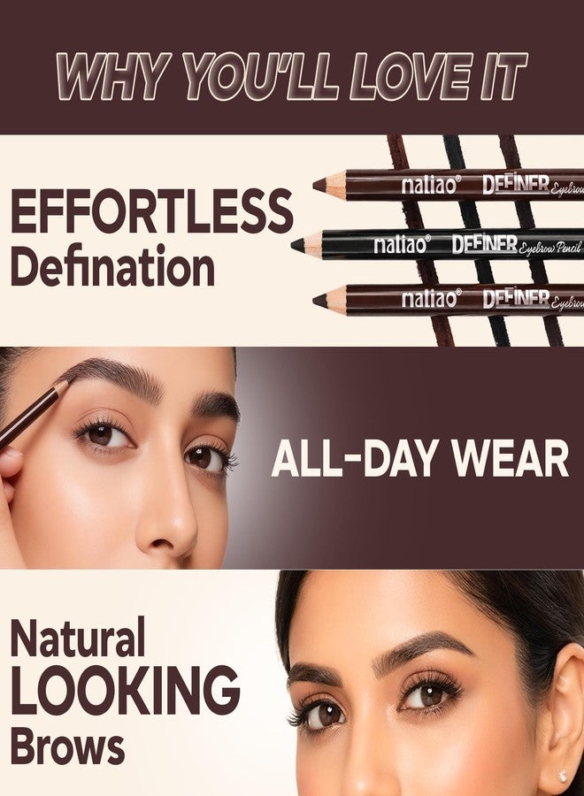 MALIAO Definer Eyebrow Pencil with Spoolie | Smooth & Creamy Texture | Buildable Color | Long-Lasting | Easy Precise Application | Bold Brown & Espresso Touch | Combo Set of 2 | 1.5 g Each - Image 4