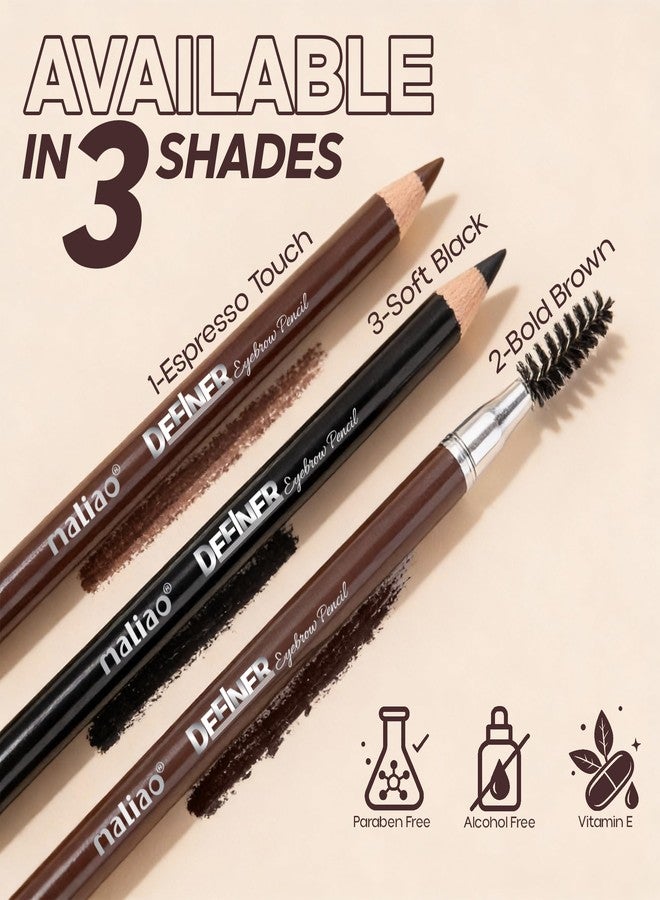 MALIAO Definer Eyebrow Pencil with Spoolie | Smooth & Creamy Texture | Buildable Color | Long-Lasting | Easy Precise Application | Bold Brown & Espresso Touch | Combo Set of 2 | 1.5 g Each - Image 5
