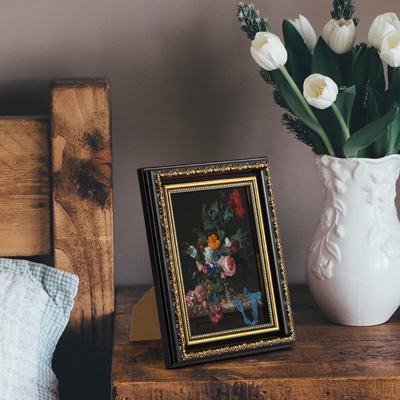 أبس سيمبلز upsimples 5x7 إطار صورة مع زجاج حقيقي 2 حزمة إطارات عتيقة عتيقة للجدار أو عرض الطاولة مع إطار صور أسود 5 × 7 للجدار د؟ - Image 3