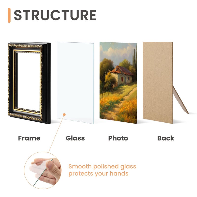 أبس سيمبلز upsimples 5x7 إطار صورة مع زجاج حقيقي 2 حزمة إطارات عتيقة عتيقة للجدار أو عرض الطاولة مع إطار صور أسود 5 × 7 للجدار د؟ - Image 5