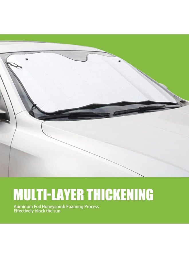 Windshield Sunshade for Car,  Double Thickened Sun Protection Insulated Bubble Cotton Sun Visor Protective Cover, UV  Heat Reflective Sunshade, for Cars, Trucks, SUVs (Silver) - Image 4