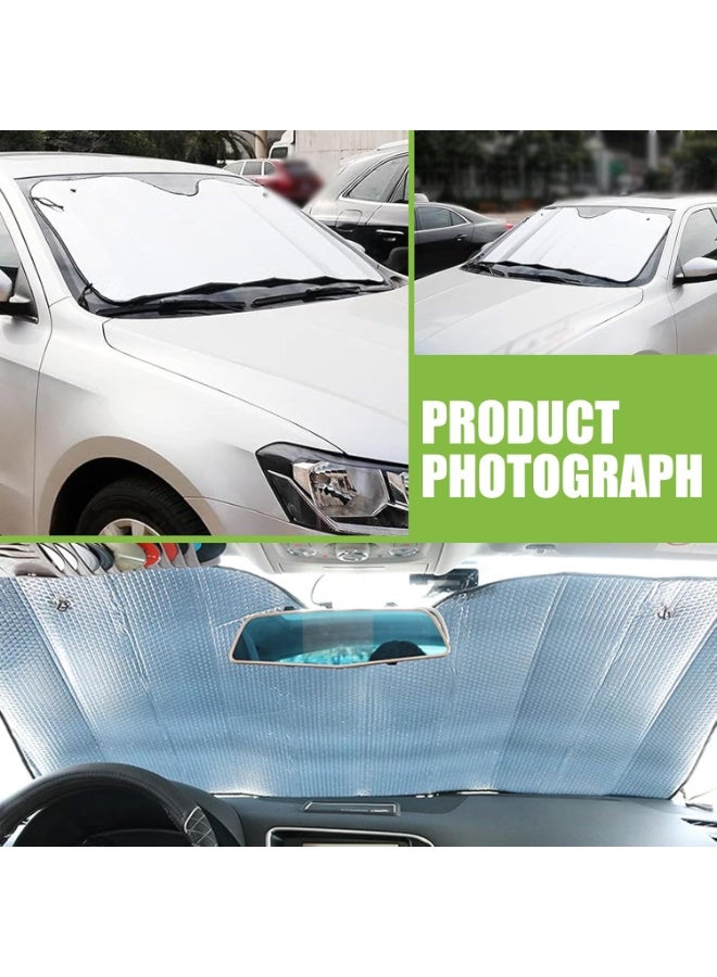 Windshield Sunshade for Car,  Double Thickened Sun Protection Insulated Bubble Cotton Sun Visor Protective Cover, UV  Heat Reflective Sunshade, for Cars, Trucks, SUVs (Silver) - Image 5