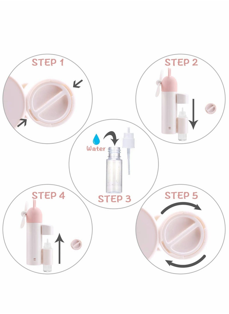 Generic Handheld Fan, Mini Fan,Portable Misting Fan, USB Rechargeable Fan. 1200mAh Battery Operated for 6 Hrs Continuous Work. (Pink)  - Image 4