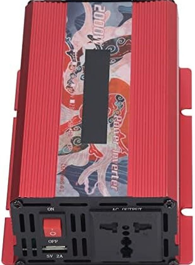 عاكس شمسي أحمر للسيارة 2000 واط من التيار المستمر 12 فولت إلى التيار المتردد 110 فولت سبيكة ألومنيوم موجة جيبية معدلة - Image 5