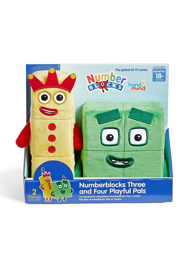 hand2mind Numberblocks ثلاثة وأربعة أصدقاء مرحين ألعاب كرتونية قطيفة لعبة شخصية قطيفة للأطفال حيوانات محشوة لعبة قطيفة لطيفة للأطفال الصغار ألعاب لعب خيالية ألعاب قابلة للجمع ألعاب تعليمية لمرحلة ما قبل المدرسة - Image 1