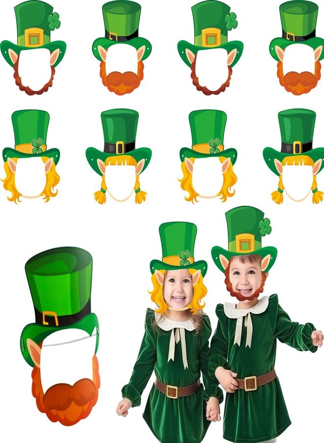 WorldBazaar St. Patricks Day Bulletin Board Decorations 24 Pack Leprechaun Hat and Beard Cutout Photo Booth Prop Green Irish Leprechaun Costume Masks Decor for Classroom Party Crafts - Image 3
