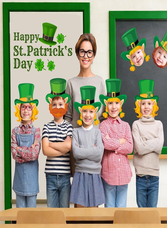 WorldBazaar St. Patricks Day Bulletin Board Decorations 24 Pack Leprechaun Hat and Beard Cutout Photo Booth Prop Green Irish Leprechaun Costume Masks Decor for Classroom Party Crafts - Image 4