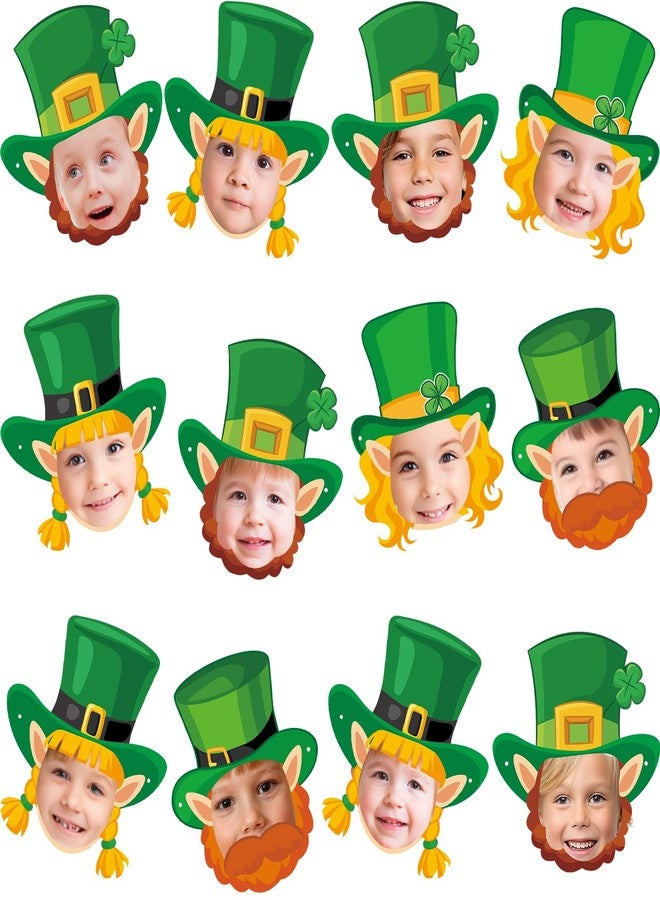 WorldBazaar St. Patricks Day Bulletin Board Decorations 24 Pack Leprechaun Hat and Beard Cutout Photo Booth Prop Green Irish Leprechaun Costume Masks Decor for Classroom Party Crafts - Image 1