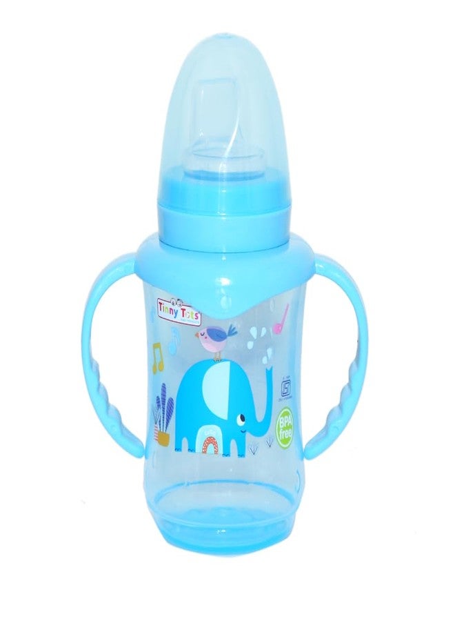 Alya Baby Feeding Sipper Unbreakable Plastic Bottle Cup/Mug Learning Sippy BPA Free with Baby Fruit Silicone Food Teether BPA Free (Blue) - Image 2