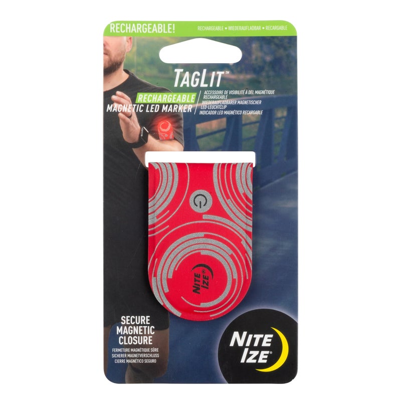 Nite IZE TagLit Rechargeable Magnetic LED Marker Safety Light Durable LED Tag Light for Running Walking at Night Rechargeable Magnetic Safety Gear Red - Image 2