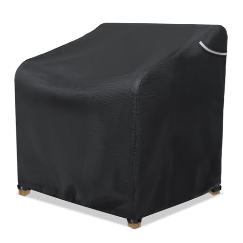 AKEfit Patio Chair Covers for Outdoor Furniture Waterproof 1 PackHeavy Duty Waterproof Outdoor Chair Covers for AllWeather Protection Lawn Lounge Deep SeatBlack32Wx37Dx36H inches - Image 1