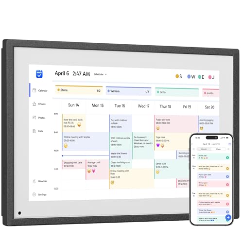Dragon Touch 10.1 inch Digital Calendar Chore Chart – Interactive Touchscreen, Smart Family Planner, Hearth Display Desk Digital Calendar Seamless Scheduling Black - Image 1