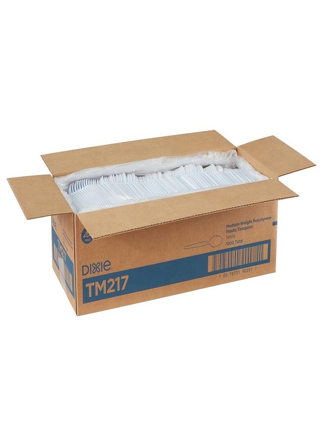 Georgia-Pacific Dixie 5.88" Medium-Weight Polystyrene Plastic Teaspoon by GP PRO (Georgia-Pacific), White, TM217, (Case of 1,000), 1 Box/Case - Image 3