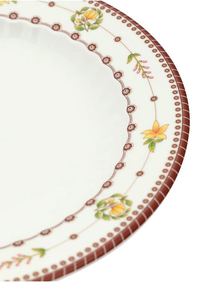 Narjis 12-Piece Melamine Deep Plate Set 26CM White/Maroon  - Image 4